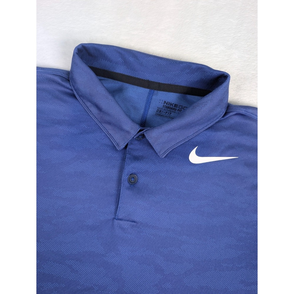 Nike Golf Dri Fit Polo Shirt Mens Small Blue Camo Standard Fit Performance